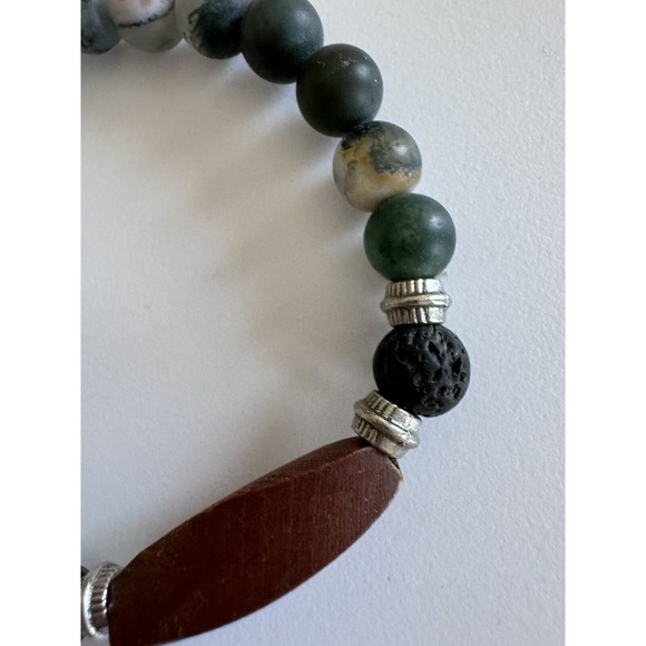 Natural Mixed Moonstone Gemstone Crystal Stretch Bracelet w/ 6mm Beads NEW - Picture 5 of 8